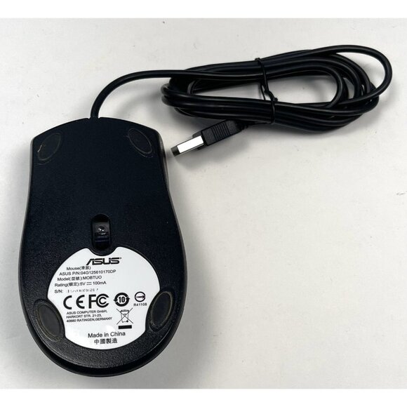 ASUS Wired USB 3-Button Optical MOUSE Model MOBTUO Black TESTED Works - Picture 2 of 2